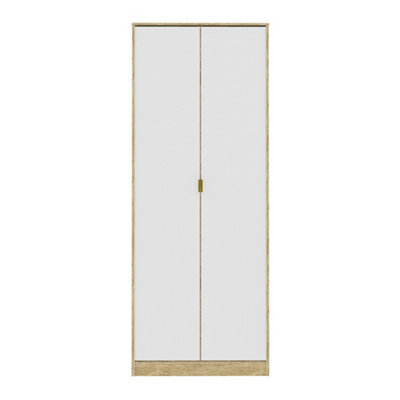 Ready Assembled Contemporary Matt White Tall Double Wardrobe (H)1970mm (W)740mm (D)530mm - image 1