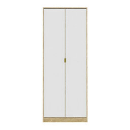 Ready Assembled Contemporary Matt White Tall Double Wardrobe (H)1970mm (W)740mm (D)530mm - thumbnail 1