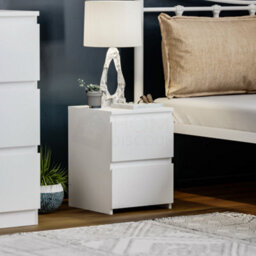 Lassic Vida Designs Denver White 2 Drawer Bedside Chest (H)400mm (W)295mm (D)295mm - thumbnail 1