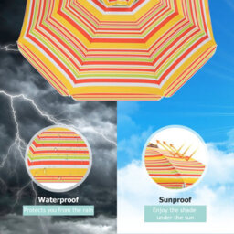 Costway 2M Patio Beach Umbrella Portable Sunshade Umbrella Upf 50+ With Sand Anchor - thumbnail 7