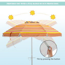 Costway 2M Patio Beach Umbrella Portable Sunshade Umbrella Upf 50+ With Sand Anchor - thumbnail 6