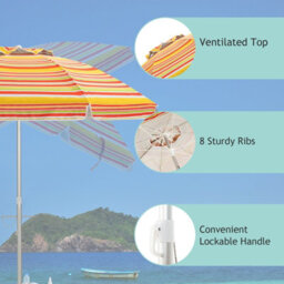 Costway 2M Patio Beach Umbrella Portable Sunshade Umbrella Upf 50+ With Sand Anchor - thumbnail 8