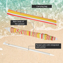 Costway 2M Patio Beach Umbrella Portable Sunshade Umbrella Upf 50+ With Sand Anchor - thumbnail 9