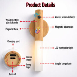 Theownas Motion Sensor Night Light. Rechargeable Magnetic Led Wall Light With Usb Charging. Warm White 2700K For Hallway,stairs. - thumbnail 2