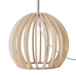 Beliani Modern Table Lamp - Round Light-Brown Plywood Base With White Polycotton Shade, 22 X 22 X 41 Cm - thumbnail 6
