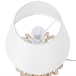Beliani Modern Table Lamp - Round Light-Brown Plywood Base With White Polycotton Shade, 22 X 22 X 41 Cm - thumbnail 5