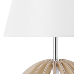 Beliani Modern Table Lamp - Round Light-Brown Plywood Base With White Polycotton Shade, 22 X 22 X 41 Cm - thumbnail 4