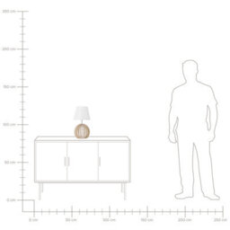 Beliani Modern Table Lamp - Round Light-Brown Plywood Base With White Polycotton Shade, 22 X 22 X 41 Cm - thumbnail 9