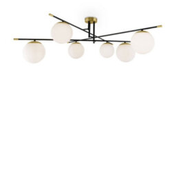 Luminosa Lighting Luminosa Modern Nostalgia 6 Light Matt Gold Ceiling Lamp Glass Globe Shade - thumbnail 1