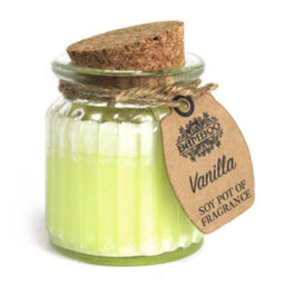 Serenityy Vanilla Soy Pot Of Fragrance Candle In Reusable Green Glass Jar With Cork Lid, 120 G, 20 Hour Burn Time