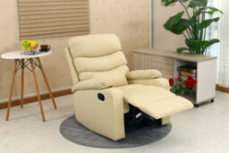 More4Homes Ashby Leather Recliner Armchair Sofa Home Lounge Chair Reclining (Cream)