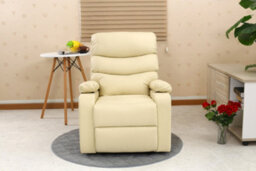 More4Homes Ashby Leather Recliner Armchair Sofa Home Lounge Chair Reclining (Cream) - thumbnail 7