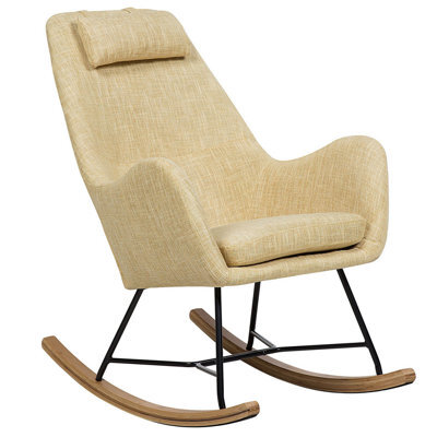 Beliani Rocking Chair Arrie Fabric Yellow - image 1