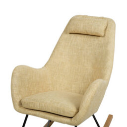 Beliani Rocking Chair Arrie Fabric Yellow - thumbnail 6