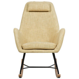 Beliani Rocking Chair Arrie Fabric Yellow - thumbnail 4
