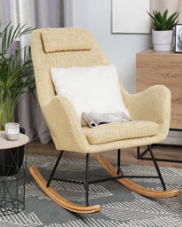 Beliani Rocking Chair Arrie Fabric Yellow - thumbnail 2