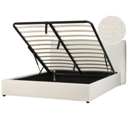 Beliani Ottoman Bed Boucle Lavaur 160 X 200 Cm (Eu King Size) Off-White - thumbnail 1