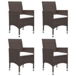 Berkfield 5 Piece Garden Dining Set With Cushions Brown - thumbnail 2