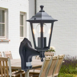 First Choice Lighting Black Six Sided Lantern Motion Sensor Outdoor Security Wall Light - thumbnail 5