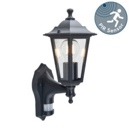 First Choice Lighting Black Six Sided Lantern Motion Sensor Outdoor Security Wall Light - thumbnail 2