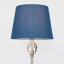 Valuelights Memphis Traditional Silver Satin Barley Twist Floor Lamp With Navy Blue Shade - thumbnail 3