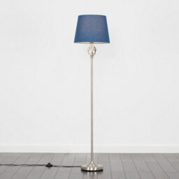 Valuelights Memphis Traditional Silver Satin Barley Twist Floor Lamp With Navy Blue Shade - thumbnail 2