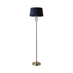 Valuelights Memphis Traditional Silver Satin Barley Twist Floor Lamp With Navy Blue Shade - thumbnail 5