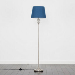 Valuelights Memphis Traditional Silver Satin Barley Twist Floor Lamp With Navy Blue Shade - thumbnail 4