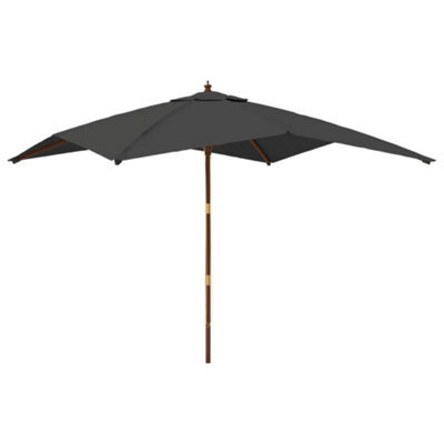 Berkfield Durable Garden Parasol With Wooden Pole Anthracite 300X300X273 Cm