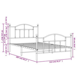 Berkfield Metal Bed Frame With Headboard And Footboard Black 107X203 Cm - thumbnail 9
