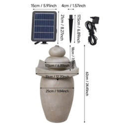 Garden Water Feature Outdoor Solar Powered Led Fountain 2 Tier Sphere Basin - thumbnail 5