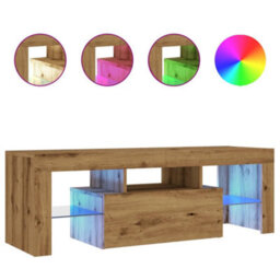 Berkfield Tv Cabinet With Led Lights Artisan Oak 120X36.5X40 Cm Engineered Wood - thumbnail 2