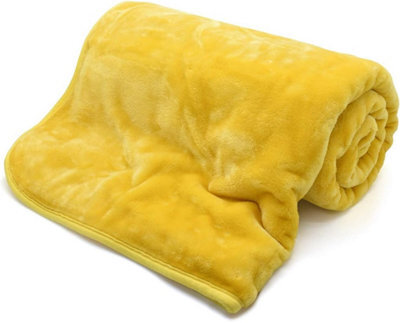 Homes & Linen Fleece Faux Fur Ochre Roll Mink Throws Soft Cosy Bed Blankets