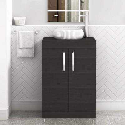 Royal Bathrooms Turin 800mm Freestanding Bathroom Vanity Unit With Sink 2 Door Hale Black & Milan Countertop Basin - image 1