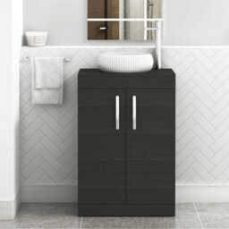 Royal Bathrooms Turin 800mm Freestanding Bathroom Vanity Unit With Sink 2 Door Hale Black & Milan Countertop Basin