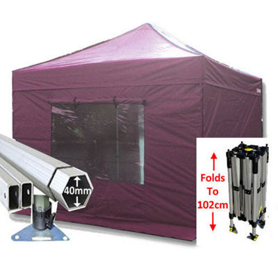 Crocodile Trading 3M X 3M Compact 40 Commercial Instant Shelter Pop Up Gazebos Frame, Canopy & Sides - Burgundy - image 1