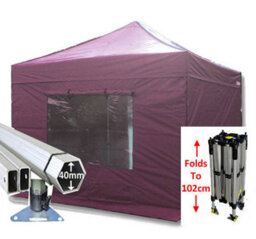 Crocodile Trading 3M X 3M Compact 40 Commercial Instant Shelter Pop Up Gazebos Frame, Canopy & Sides - Burgundy