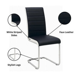 Kosy Koala Black Marble Effect Dining Table With 4 Black Faux Leather Chairs Kitchen Furniture - thumbnail 4
