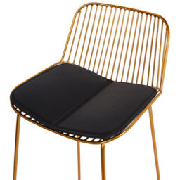Wyld And Coco Set Of 2 Gold Wire Bar Chairs With Black Faux Leather Seats For Counter-Height - thumbnail 7