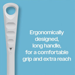 White & Grey Silicone Toilet Brush & Holder - Long Handled Flexible Bristle Loo Cleaner Tool With Rounded & Angled Head - thumbnail 7
