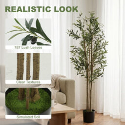 Homcom 175 Cm Artificial Olive Tree, Tall Faux Plant With 787 Leaves - thumbnail 4