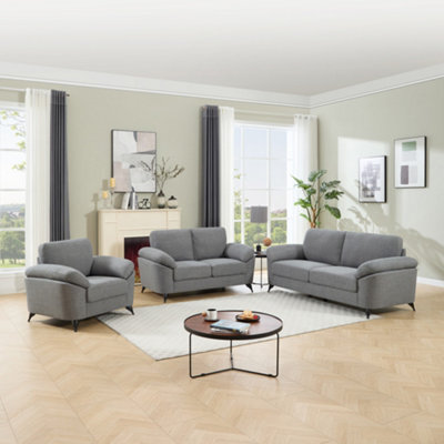 More4Homes Malmo Modern Scandi Style Fabric Living Room 1+2+3 Seater Sofa Set (Grey) - image 1
