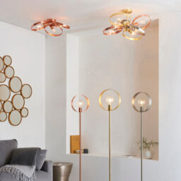 Anson Lighting Loopa Satin Brushed Gold And Brushed Copper Contemporary Style 6 Light Semi Flush Ceiling Fitting - thumbnail 5