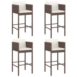 Berkfield 5 Piece Garden Bar Set With Cushions Brown Poly Rattan - thumbnail 3