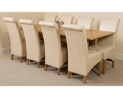 That's Furniture Richmond 140Cm - 220Cm Oak Extending Dining Table And 8 Chairs Dining Set With Montana Ivory Leather Chairs - image 1