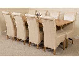 That's Furniture Richmond 140Cm - 220Cm Oak Extending Dining Table And 8 Chairs Dining Set With Montana Ivory Leather Chairs - thumbnail 1