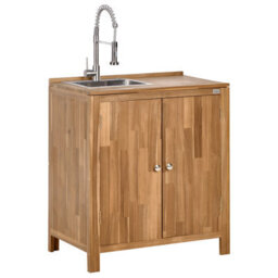Beliani 3 Piece Outdoor Kitchen Set With Sink Venosa Acacia Wood Brown/ Silver - thumbnail 4