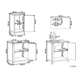 Beliani 3 Piece Outdoor Kitchen Set With Sink Venosa Acacia Wood Brown/ Silver - thumbnail 3