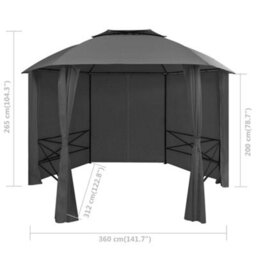 Berkfield Garden Marquee Pavilion Tent With Curtains Hexagonal 360X265 Cm - thumbnail 8