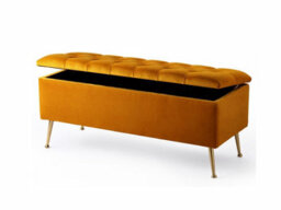 137Cm Amara Chesterfield Ottoman Storage Bench - Plush Velvet Shoes Bench - Burnt Orange Upholstery Footstool Storage With Legs - thumbnail 2